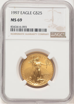 1997 Gold Eagle 1/2 oz Brown Label NGC MS69
