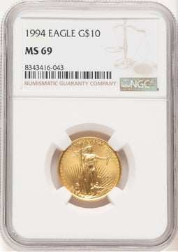 1994 Gold Eagle 1/4 oz Brown Label NGC MS69