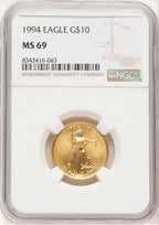 1994 Gold Eagle 1/4 oz Brown Label NGC MS69
