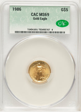 1986 Gold Eagle 1/10 oz Non Designation CACG MS69