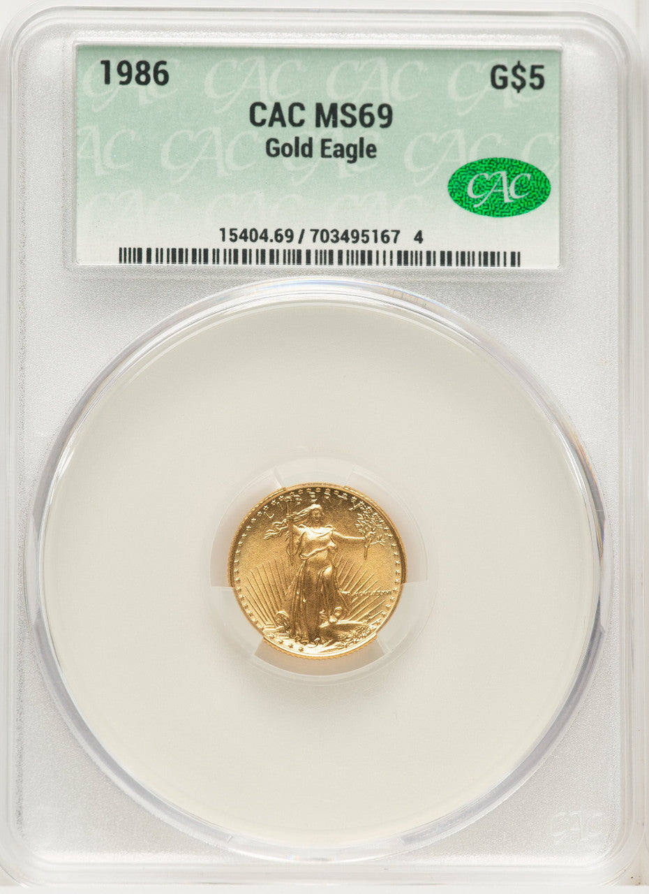 1986 Gold Eagle 1/10 oz Non Designation CACG MS69