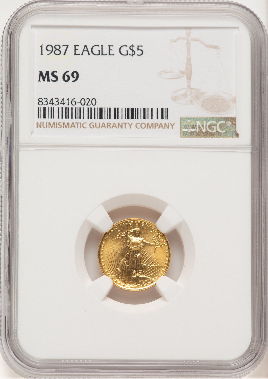 1987 Gold Eagle 1/10 oz Brown Label NGC MS69
