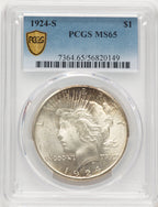 1924-S Peace Dollar PCGS MS65 (776347017)