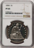 1850 Proof Seated Dollar NGC PR65
