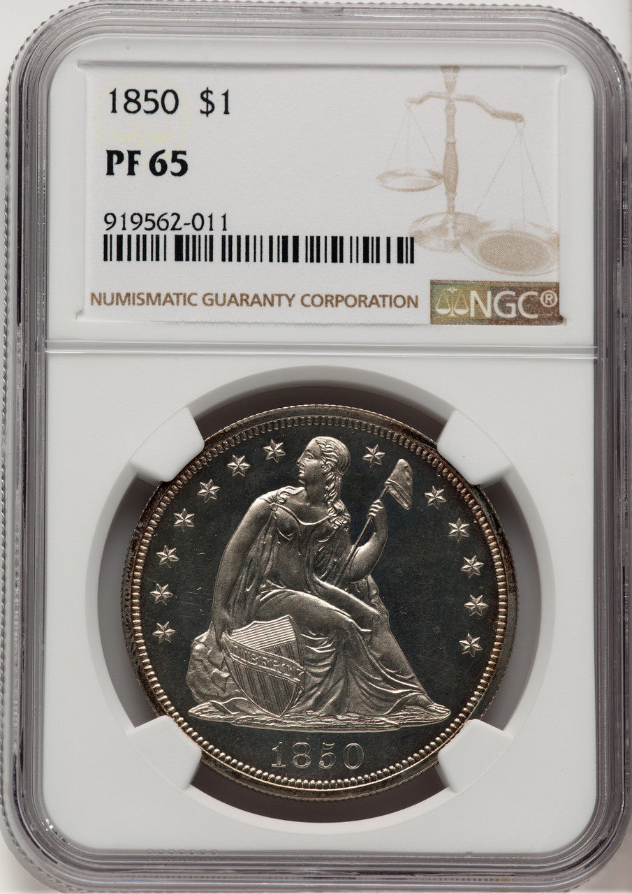 1850 Proof Seated Dollar NGC PR65