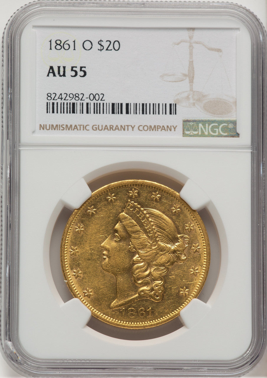 1861-O $20 Liberty Double Eagle NGC AU55