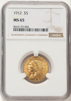 1912 $5 Indian Half Eagle NGC MS65 (776350020)