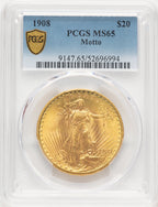 1908 $20 MOTTO Saint-Gaudens Double Eagle PCGS MS65 (776350023)