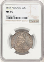1854 50C Arrows Seated Half Dollar NGC MS65 (776350028)