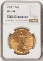 1914-D $20 Saint-Gaudens Double Eagle NGC MS65+
