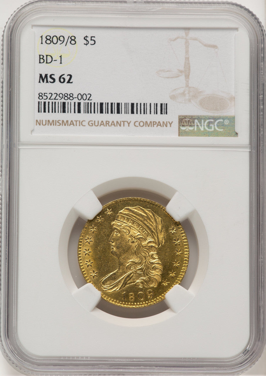 1809/8 $5 BD-1 Early Half Eagle NGC MS62 (776366003)