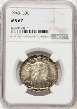 1943 50C Walking Liberty Half Dollar NGC MS67 (776367003)