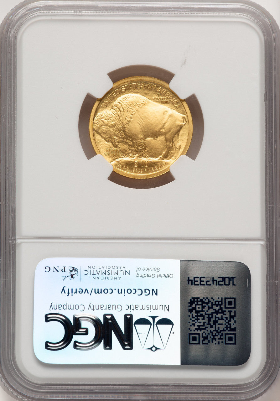 2008-W Burnished Gold Buffalo 1/4 oz Brown Label NGC MS70