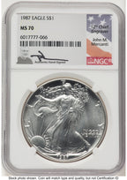 1987 Silver Eagle John NGC MS70 Mercanti
