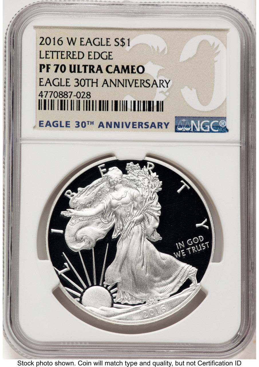 2016-W Proof Silver Eagle 1 oz 30th Anniversary Label NGC PF70
