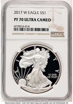 2017-W Proof Silver Eagle 1 oz Brown Label NGC PF70