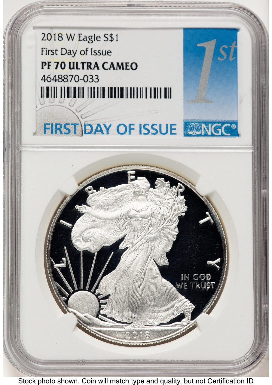 2018-W Proof Silver Eagle 1 oz FDI 1ST NGC PF70