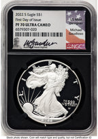 2022-S Proof Silver Eagle 1 oz FDI Michael Gaudioso NGC PF70