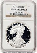 2018-S Proof Silver Eagle 1 oz Brown Label NGC PF70