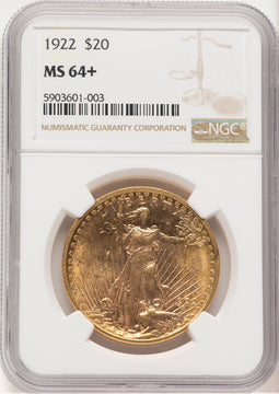 1922 $20 Saint-Gaudens Double Eagle NGC MS64+ (776646020)