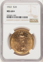 1922 $20 Saint-Gaudens Double Eagle NGC MS64+ (776646020)