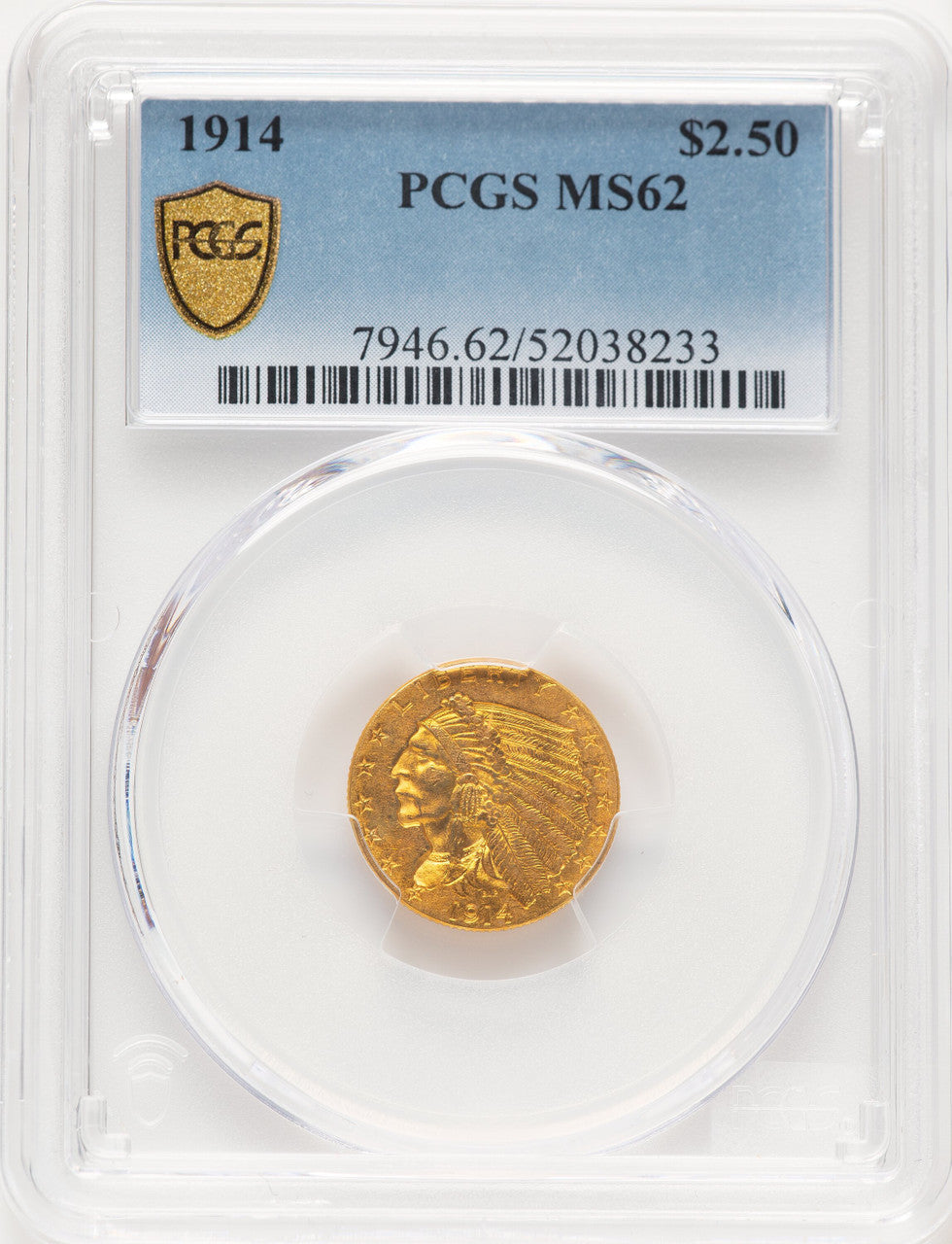 1914 $2.50 Indian Quarter Eagle PCGS MS62 (776661069)