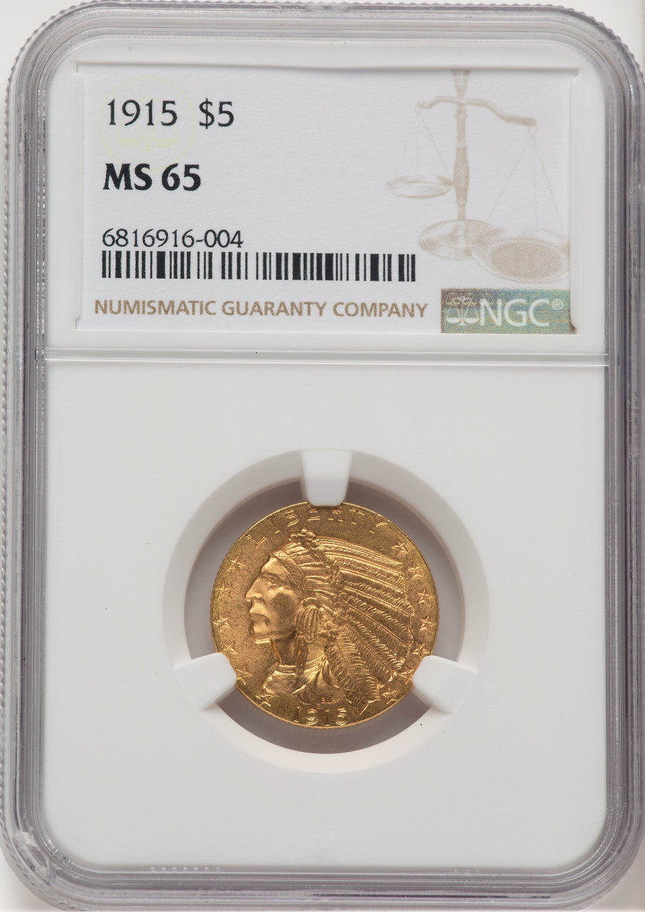 1915 $5 Indian Half Eagle NGC MS65 (776662004)