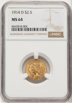 1914-D $2.50 Indian Quarter Eagle NGC MS64 (776679007)