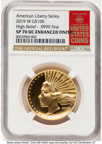 2019-W G$100 American Liberty High Relief Enhanced UC Red Book NGC MS70 (776793002)