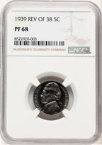1939 5C Proof Jefferson Nickel NGC PR68 (776910020)