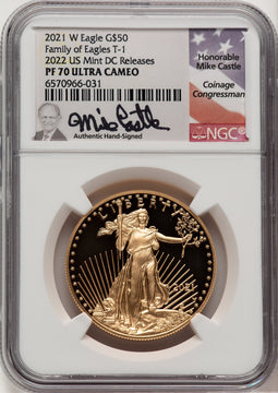 2021-W T1 4-Coin Set Gold American Eagle Mike Castle NGC PF70