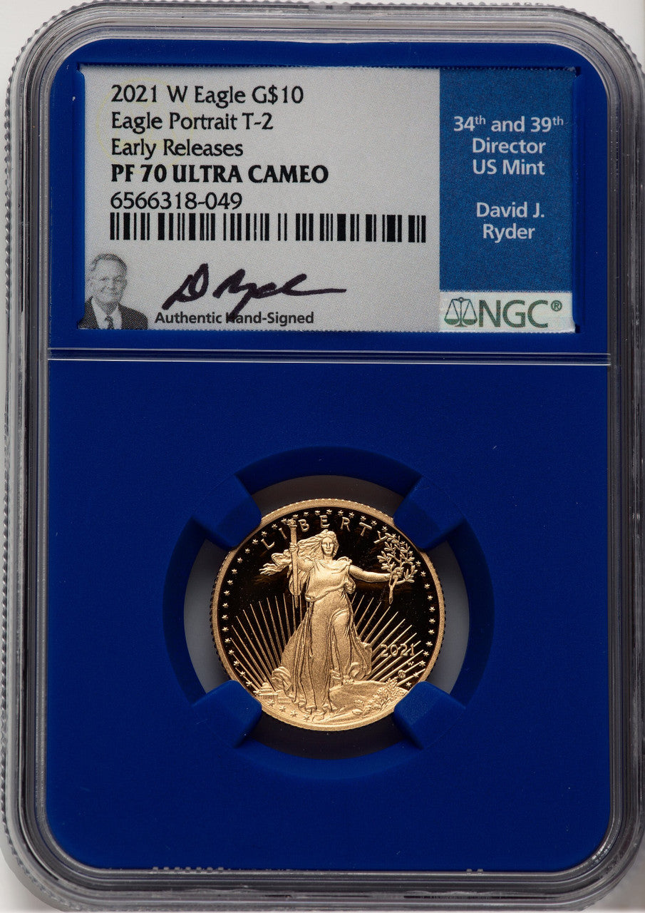 2021-W T2 4-Coin Set Gold American Eagle NGC PF70 David J Ryder