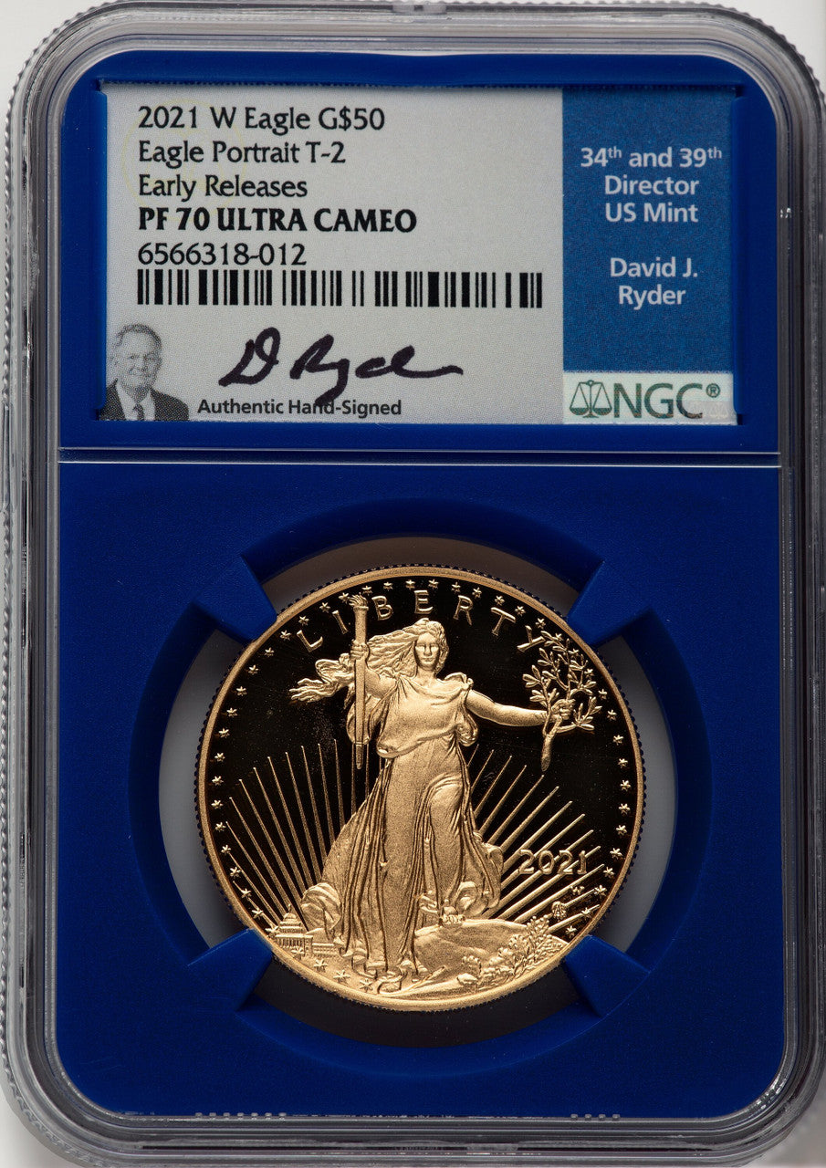 2021-W T2 4-Coin Set Gold American Eagle NGC PF70 David J Ryder
