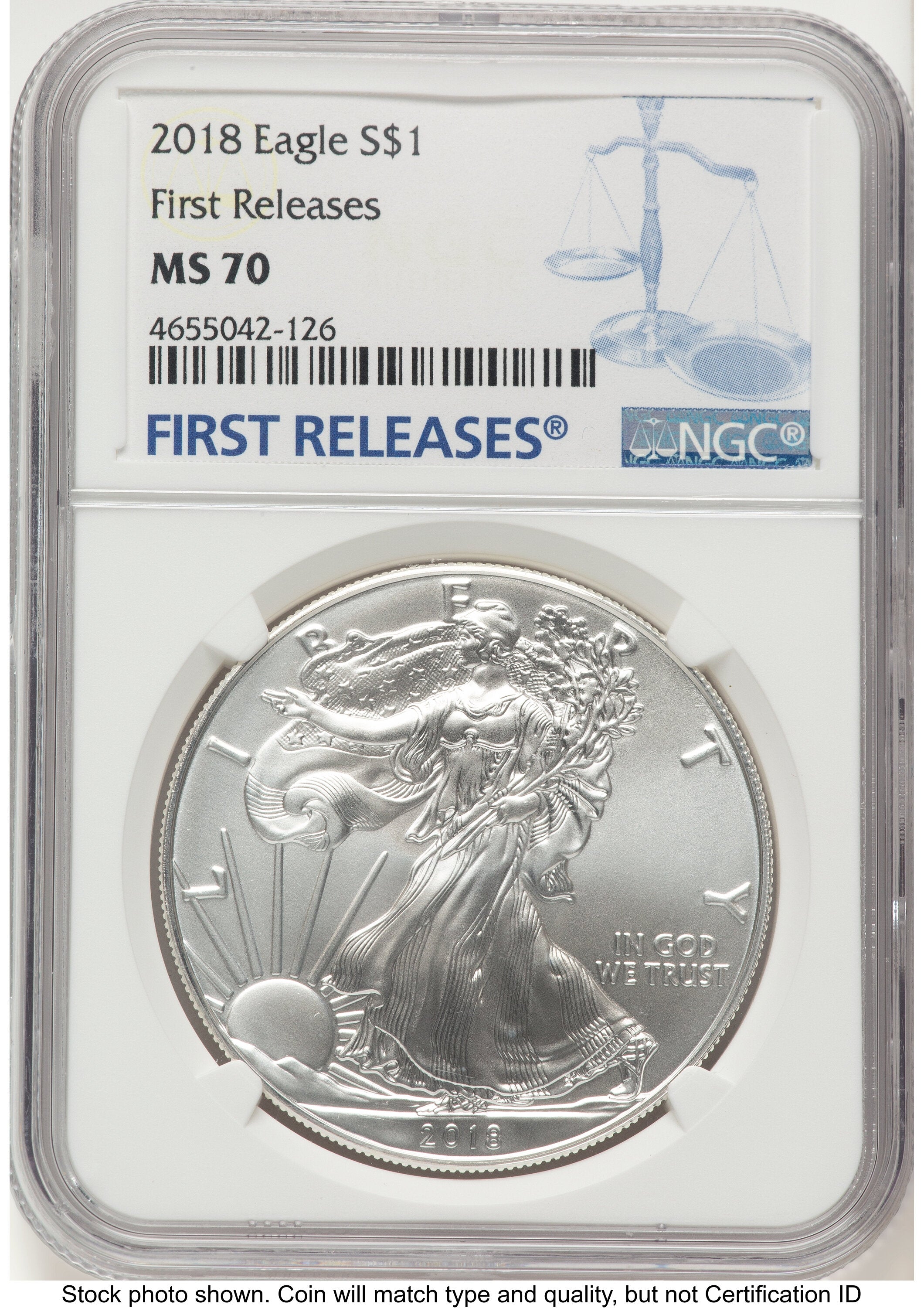 2018 Silver Eagle FR Blue NGC MS70