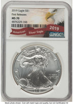 2019 Silver Eagle FR Eagle Ribbon Label NGC MS70