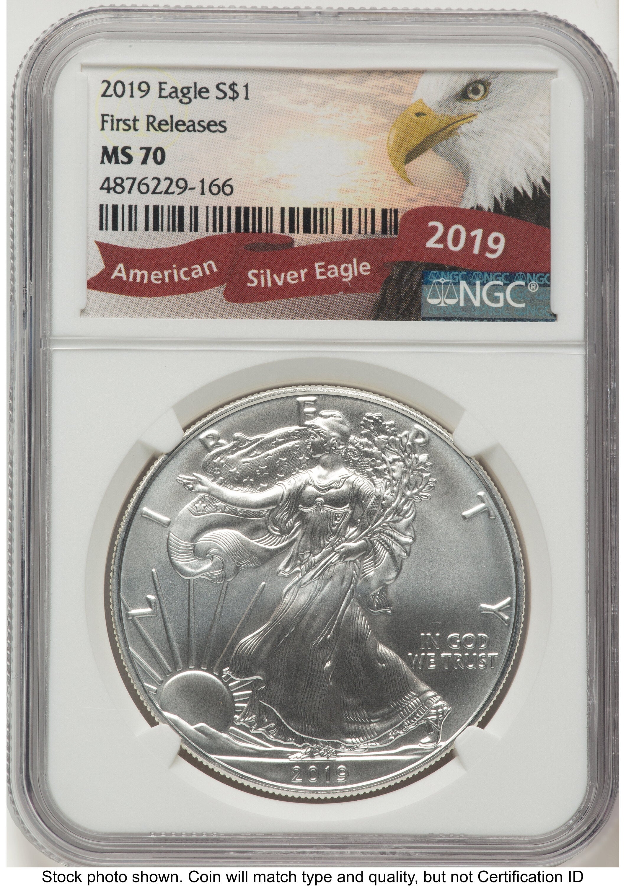 2019 Silver Eagle FR Eagle Ribbon Label NGC MS70