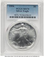 1994 Silver Eagle Blue Gradient PCGS MS70