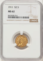 1911 $2.50 Indian Quarter Eagle NGC MS62