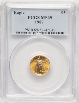 1987 Gold Eagle 1/10 oz Blue Label PCGS MS69