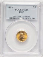 1987 Gold Eagle 1/10 oz Blue Label PCGS MS69