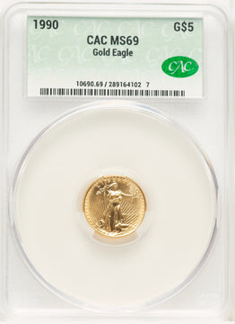 1990 Gold Eagle 1/10 oz Non Designation CACG MS69