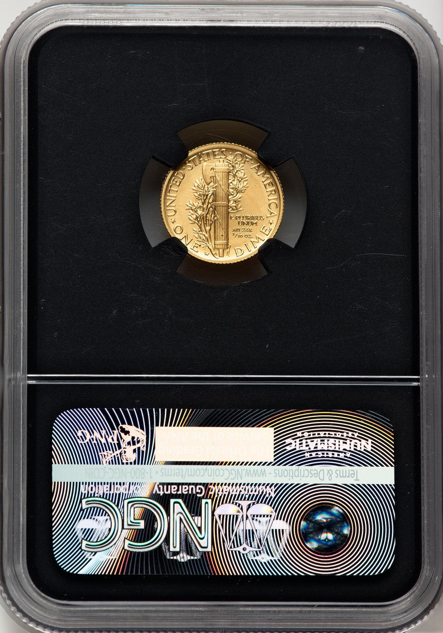 2016-W 10C Mercury Dime 100th Anniversary Gold Centennial ER NGC MS70 Ed Moy