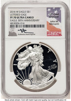 2016-W Proof Silver Eagle 1 oz John NGC PF70 Mercanti