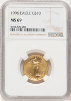 1996 Gold Eagle 1/4 oz Brown Label NGC MS69
