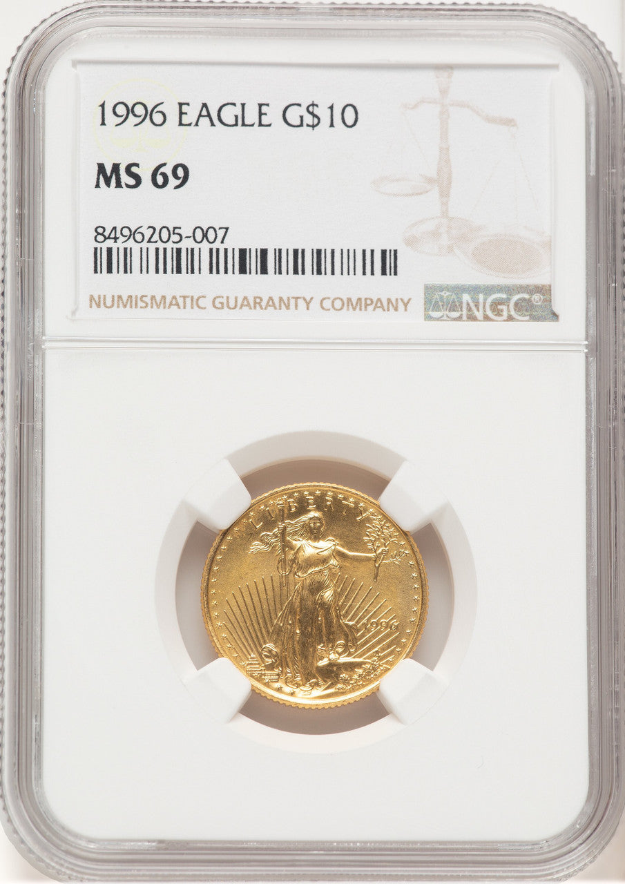1996 Gold Eagle 1/4 oz Brown Label NGC MS69