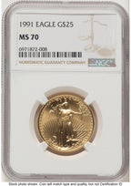 1991 Gold Eagle 1/2 oz Brown Label NGC MS70