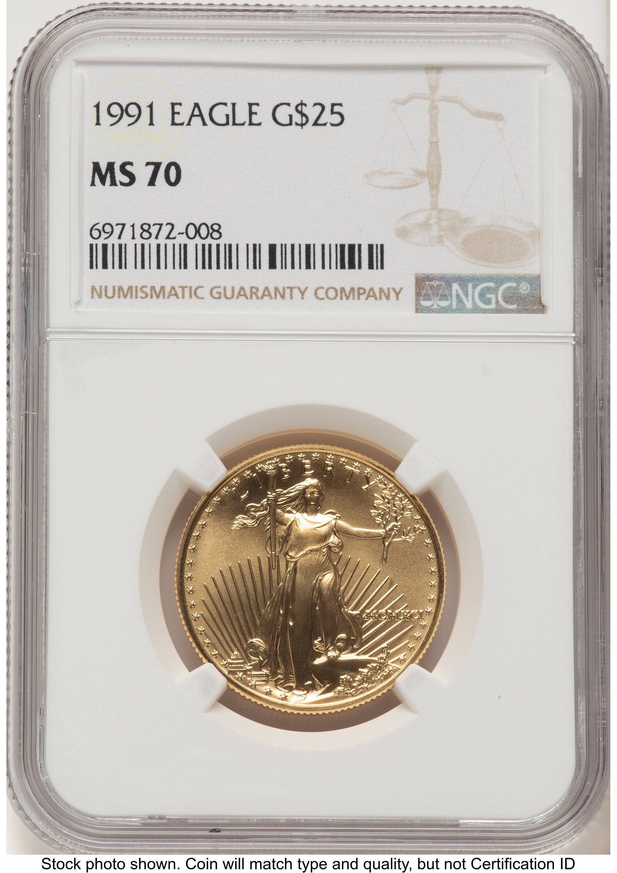 1991 Gold Eagle 1/2 oz Brown Label NGC MS70