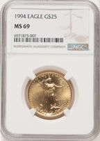 1994 Gold Eagle 1/2 oz Brown Label NGC MS69
