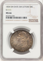 1834 50C O-111 Bust Half Dollar NGC MS66