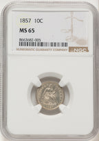 1857 10C Seated Dime NGC MS65